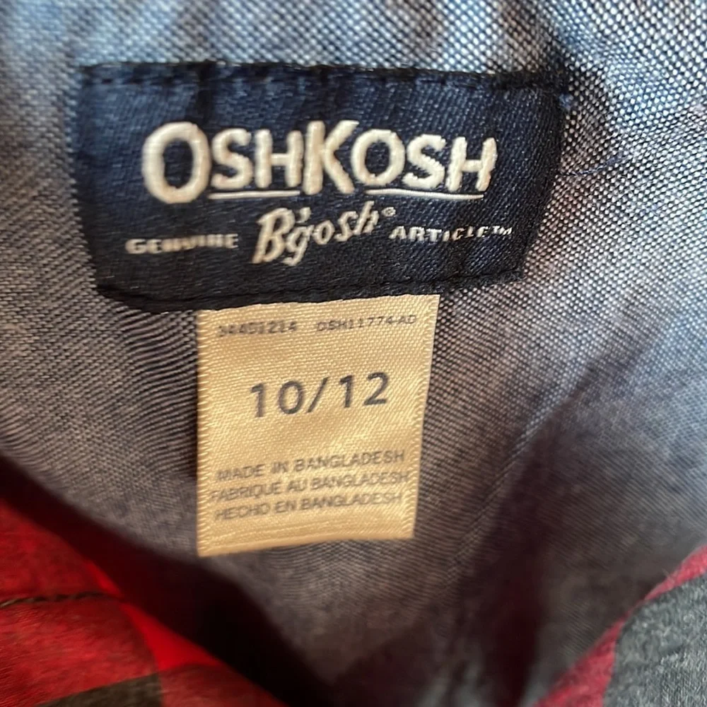 Oshkosh B'gosh (Big Boys) Size 10-12 Button Down Shirt Plaid Print